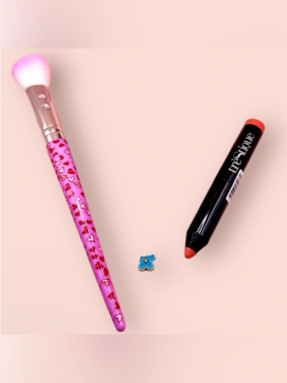 Trestique  Mini Lip Glaze Paris Pink & SLMISSGLAM blush brush Bundle NEW.